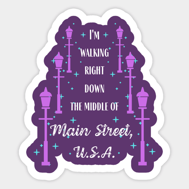 Walking down Main Street USA Sticker by magicalshirtdesigns